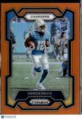 Derius Davis 2023 Prizm Orange Prizm Rookie RC /249 Los Angeles Chargers