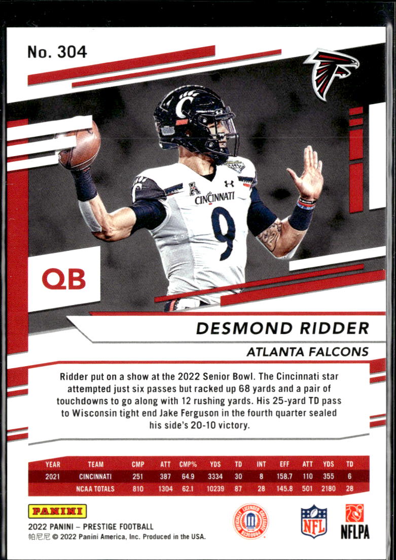 Desmond Ridder 2022 Prestige RC Green Xtra Points /249 Atlanta Falcons