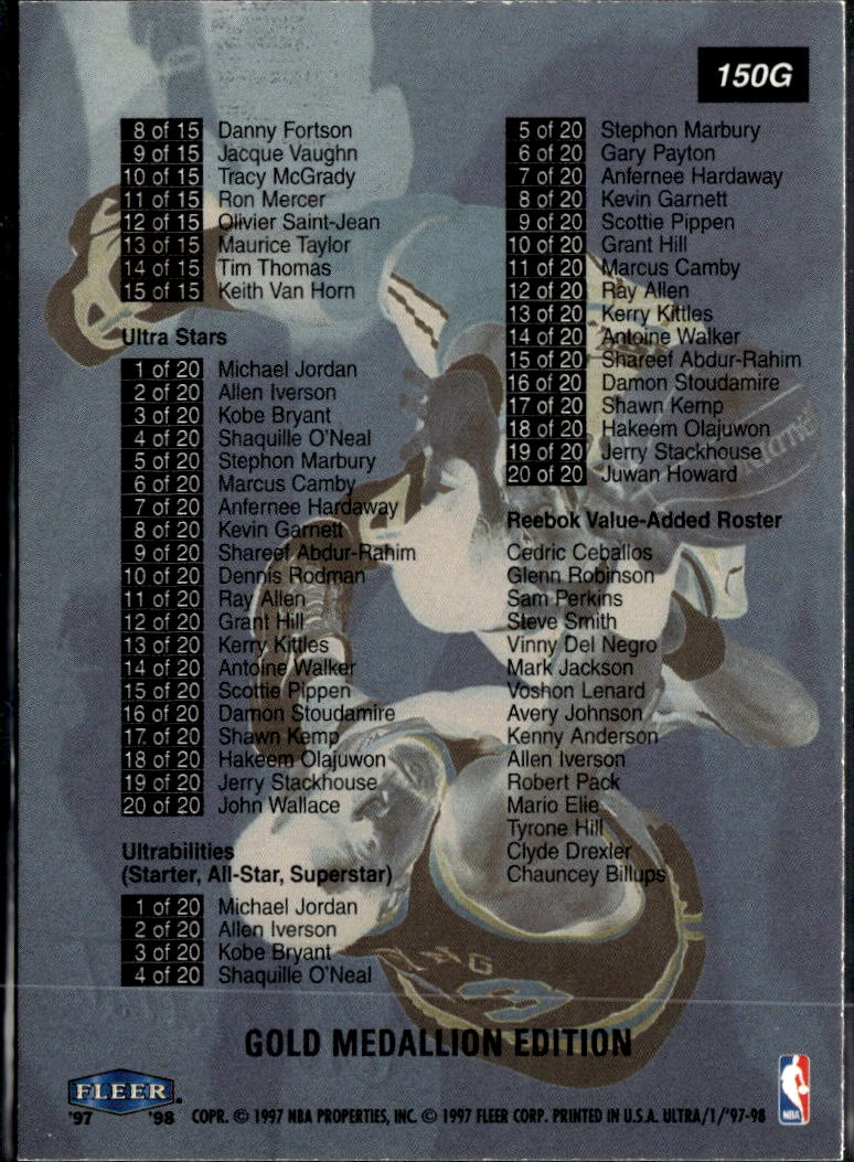 Shaquille O'Neal 1997-98 Fleer Ultra Checklist Gold Medallion #150G