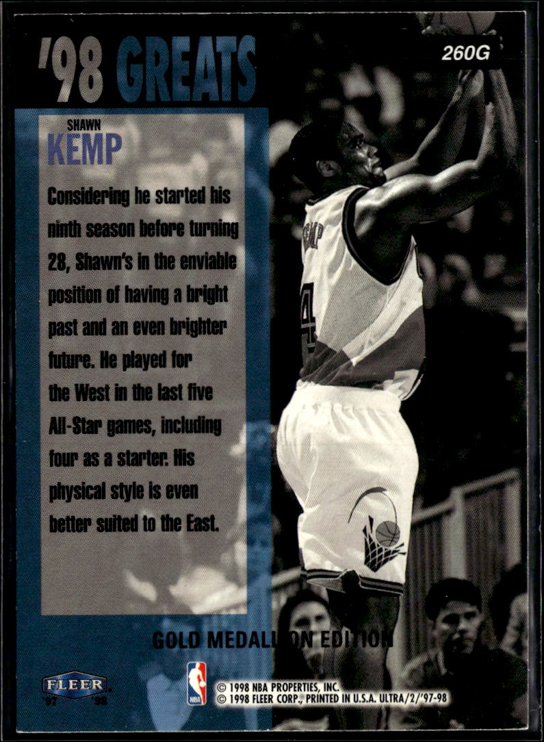 Shawn Kemp 1997-98 Fleer Ultra Greats Gold Medallion Edition Cleveland Cavaliers