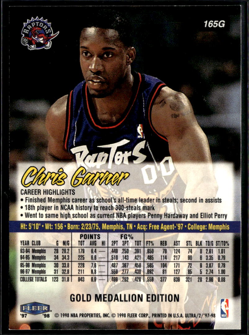 Chris Garner 1997-98 Fleer Ultra Gold Medallion Kobe Bryant Toronto Raptors