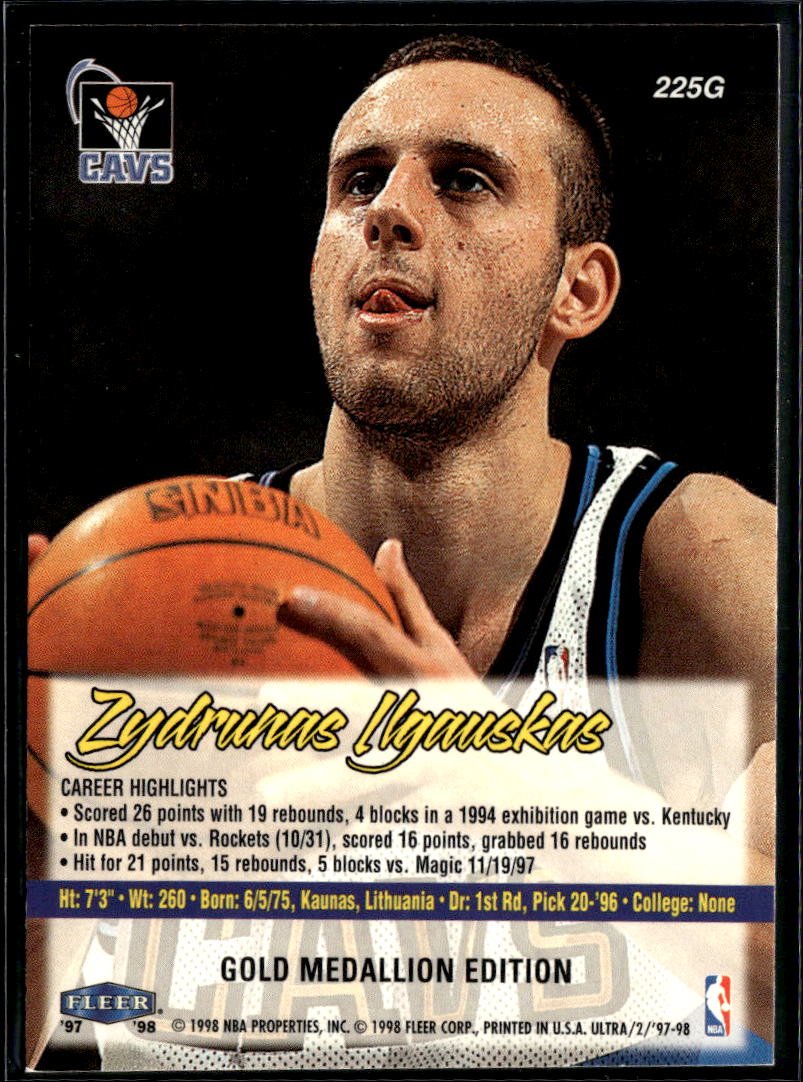 Zydrunas Ilgauskas 1997-98 Fleer Ultra Gold Medallion Cleveland Cavaliers
