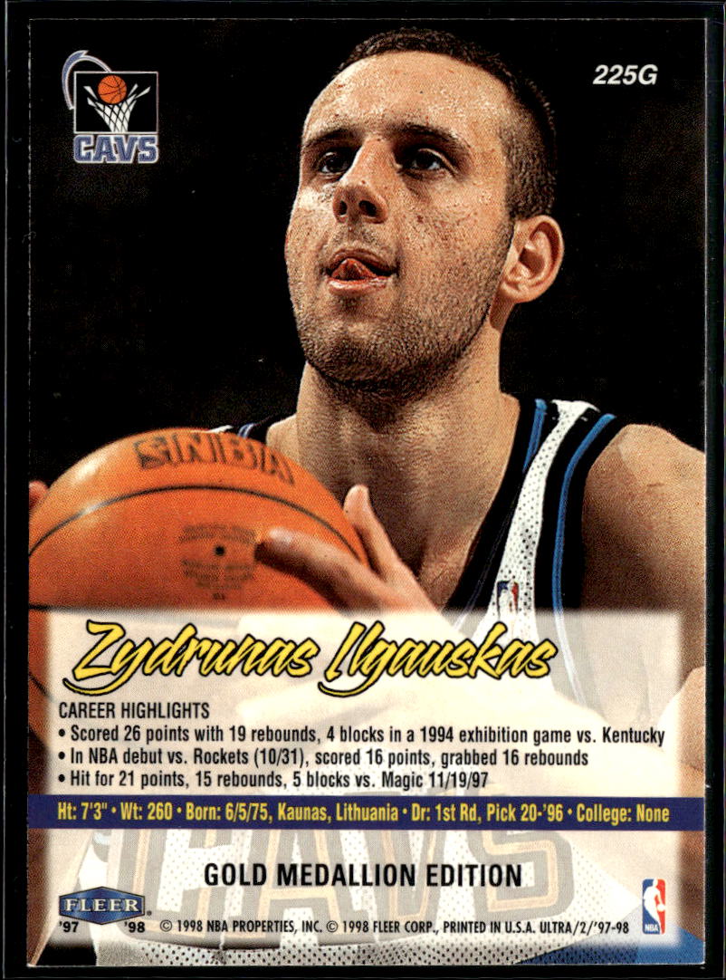 Zydrunas Ilgauskas 1997-98 Fleer Ultra Gold Medallion Cleveland Cavaliers