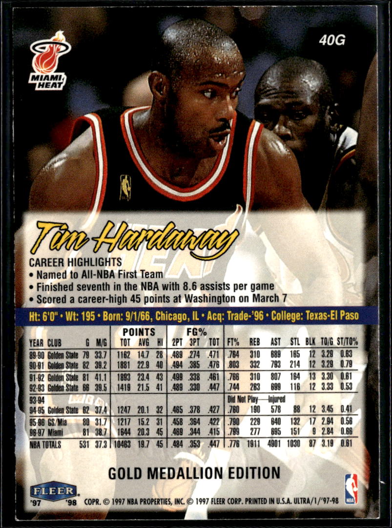 Tim Hardaway 1997-98 Fleer Ultra Gold Medallion Miami Heat