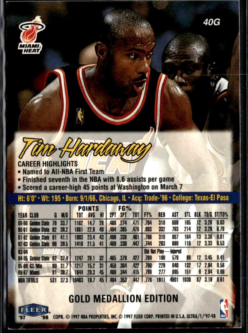 Tim Hardaway 1997-98 Fleer Ultra Gold Medallion Miami Heat