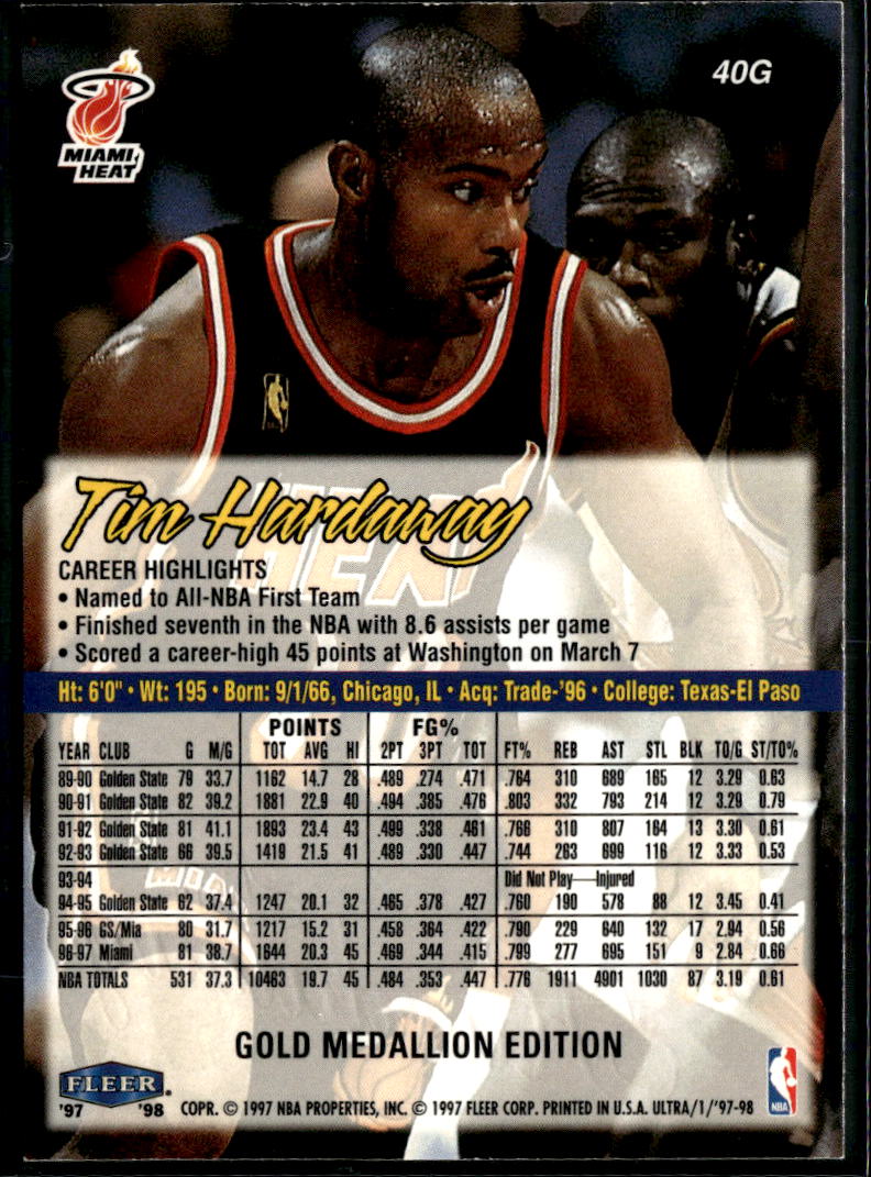 Tim Hardaway 1997-98 Fleer Ultra Gold Medallion Miami Heat