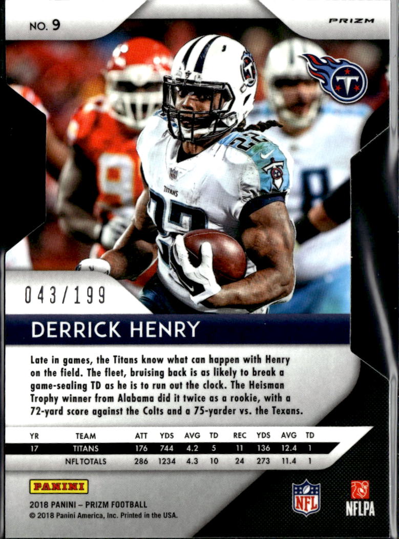 Derrick Henry 2018 Prizm Light Blue 43/199 Tennessee Titans