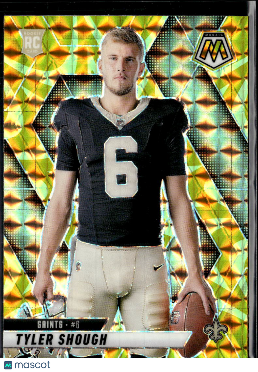 Tyler Shough 2025 Mosaic No Helmet Variation Yellow Rookie RC New Orleans Saints