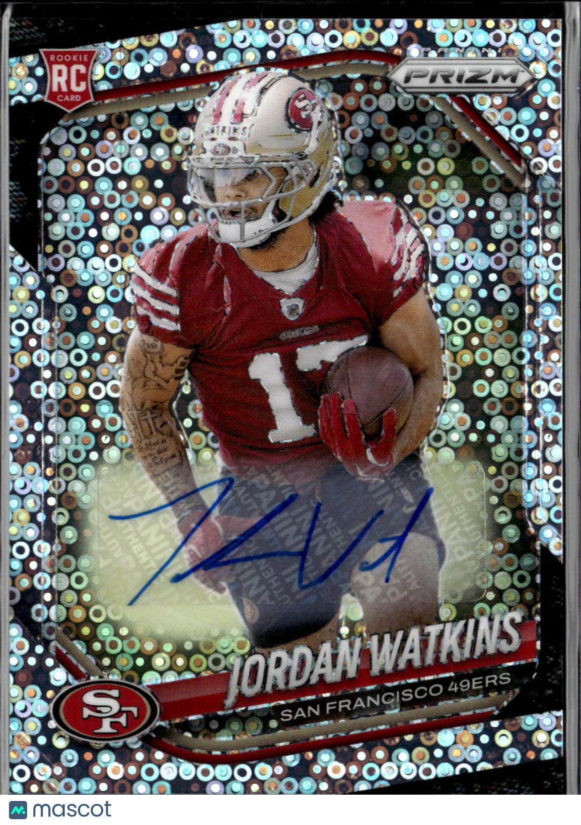 Jordan Watkins 2025 Prizm Auto Autograph Disco RC San Francisco 49ers