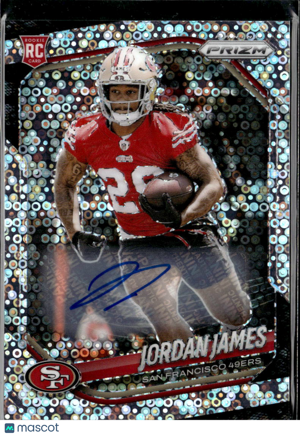 Jordan James 2025 Prizm Auto Autograph Disco RC San Francisco 49ers