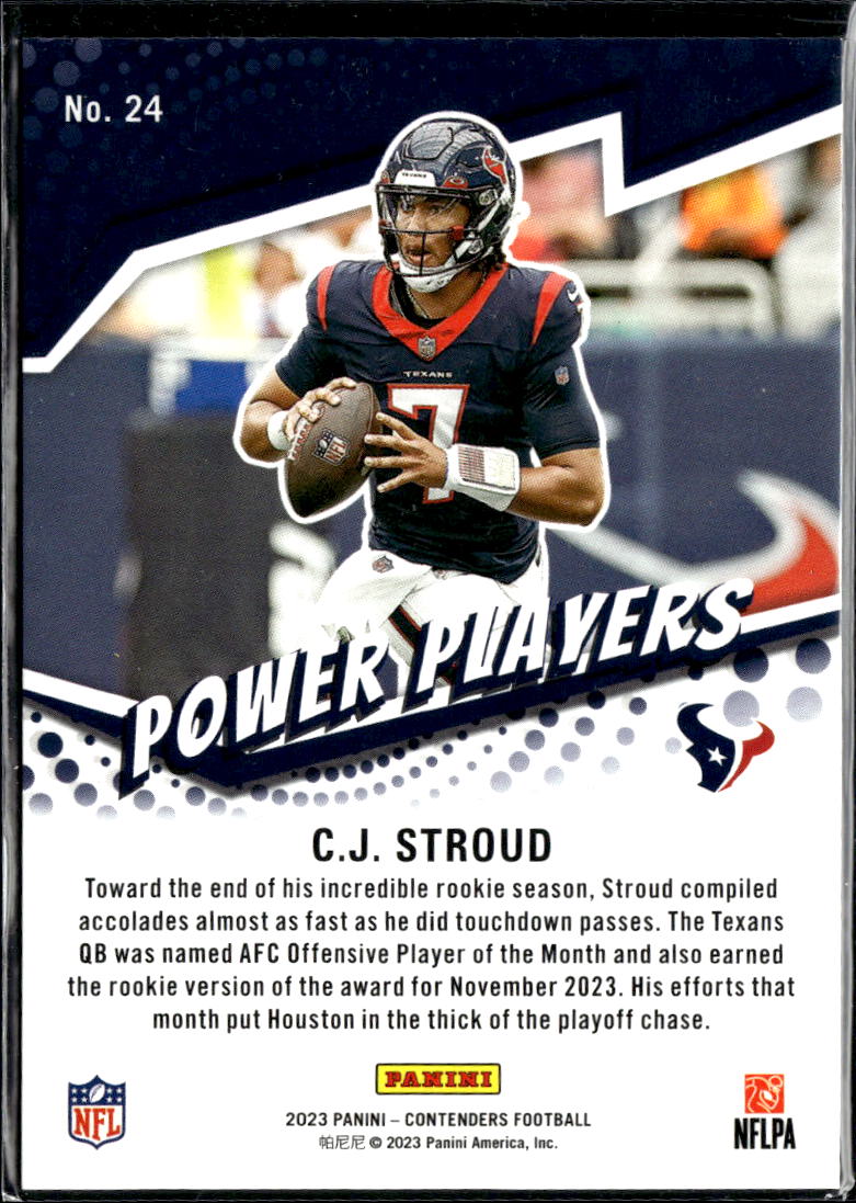 C.J. Stroud 2023 Contenders Holo Power Players RC Houston Texans