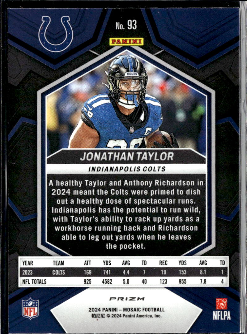 Jonathan Taylor 2024  Mosaic Red Sparkle Prizm SSP Indianapolis Colts