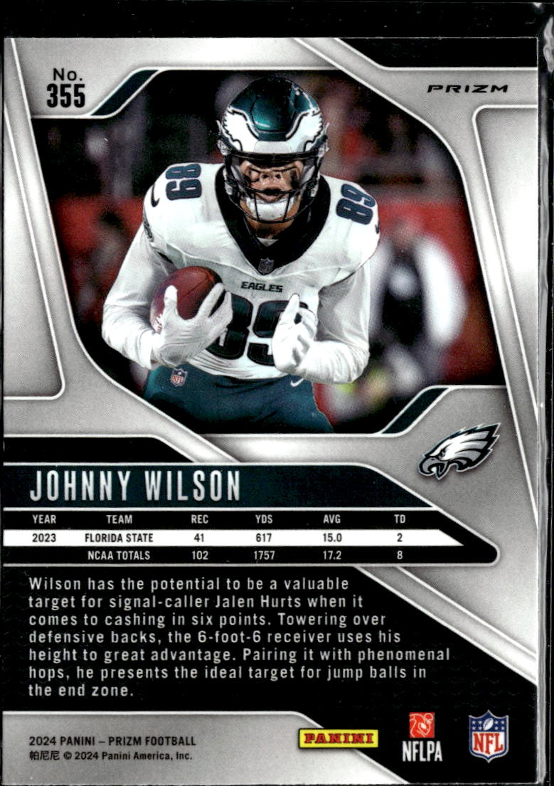 Johnny Wilson 2024 Panini Prizm RC Red Sparkle Philadelphia Eagles