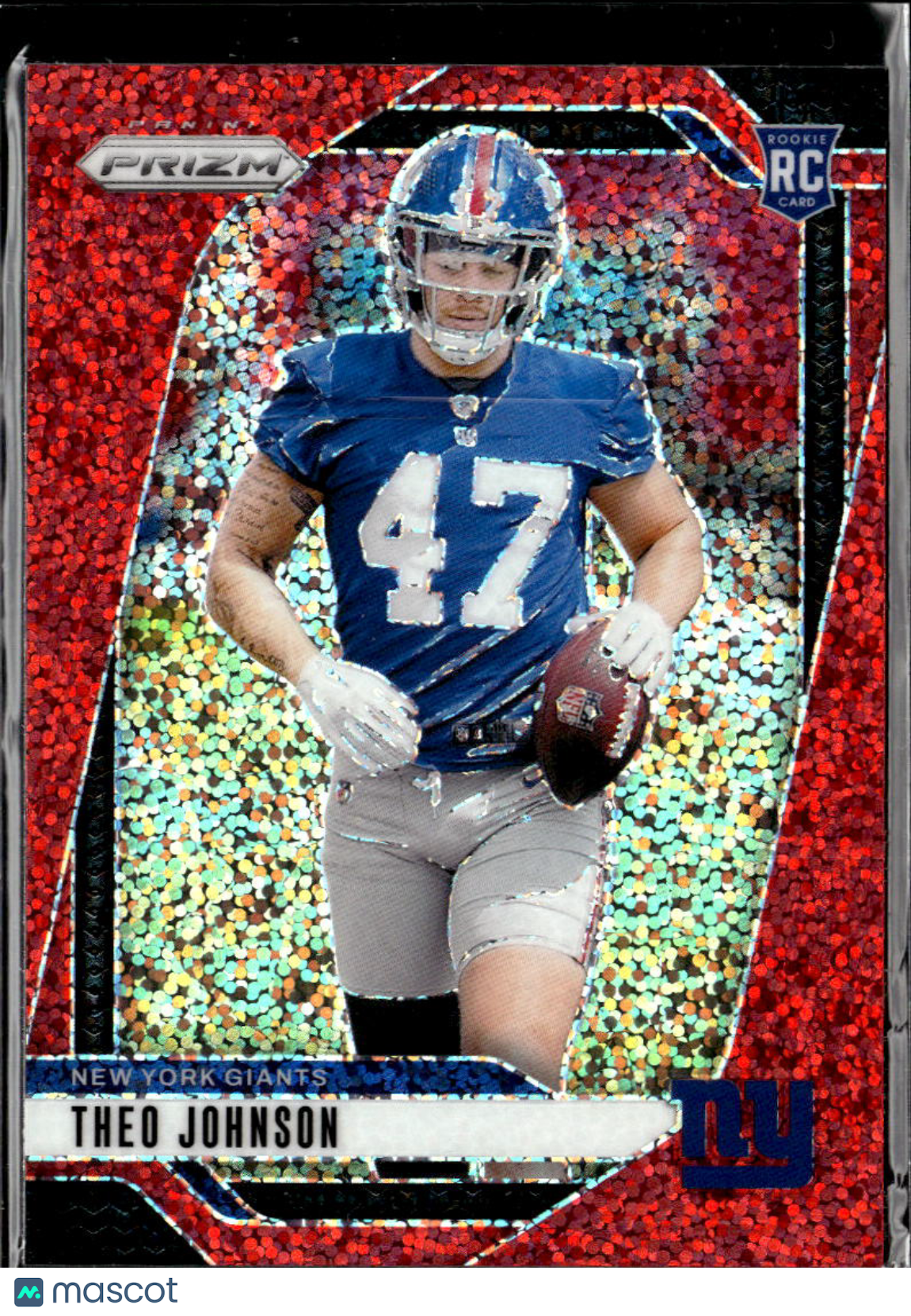 Theo Johnson 2024 Panini Prizm RC Red Sparkle SSP New York Giants