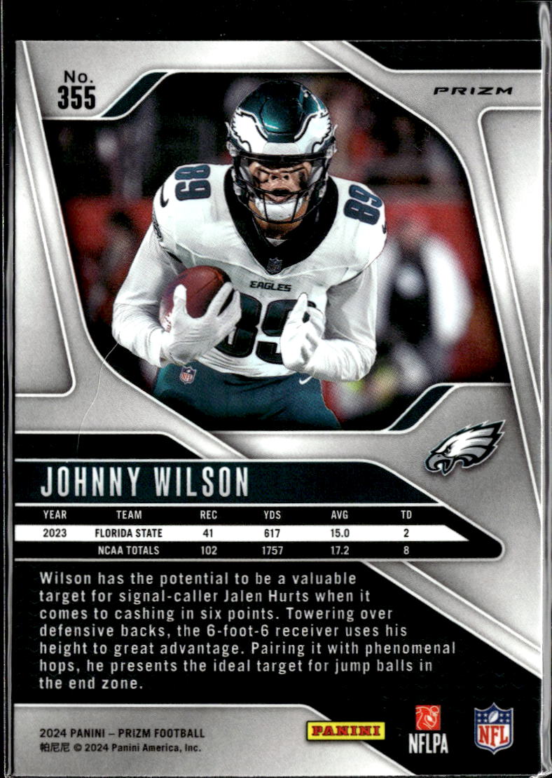 Johnny Wilson 2024 Panini Prizm RC Red Sparkle Philadelphia Eagles