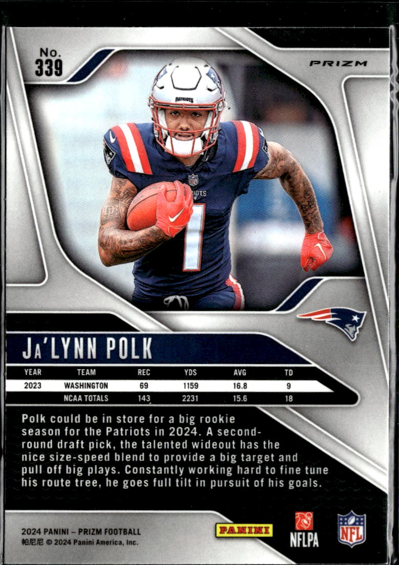 Ja'Lynn Polk 2024 Panini Prizm RC Red Sparkle New England Patriots