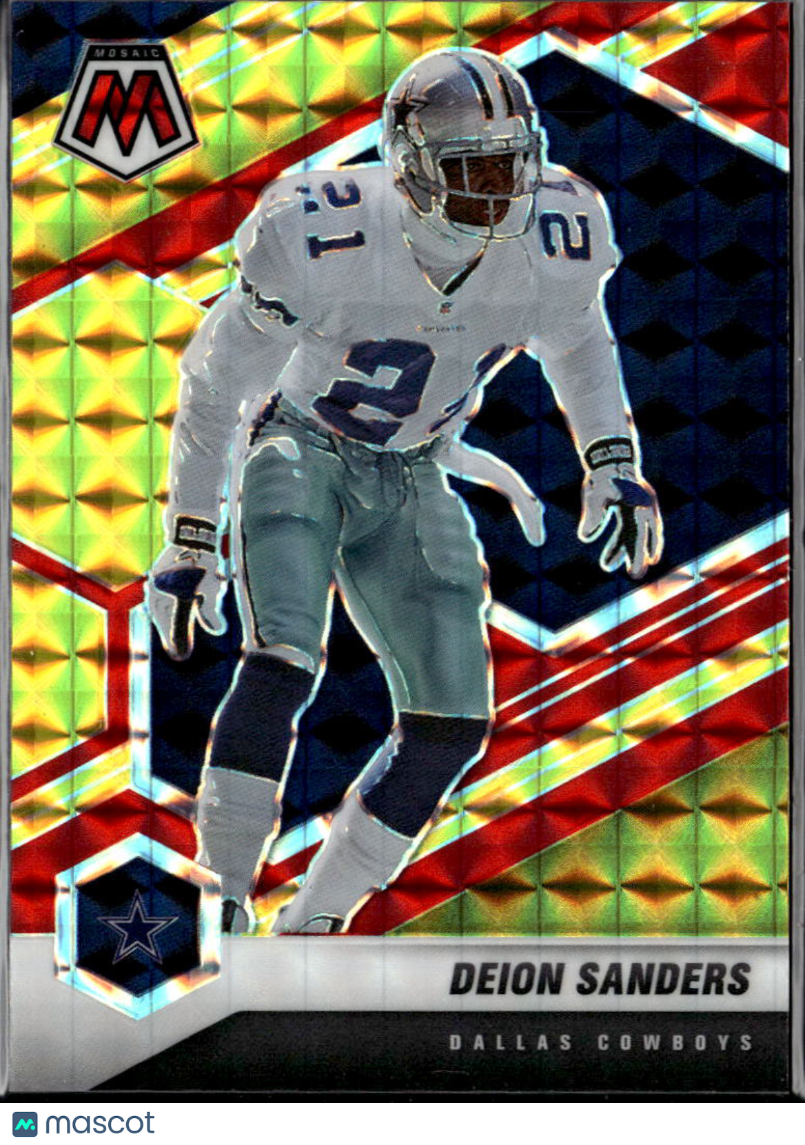 Deion Sanders 2021 Mosaic Red Yellow Fusion 44/80 Dallas Cowboys