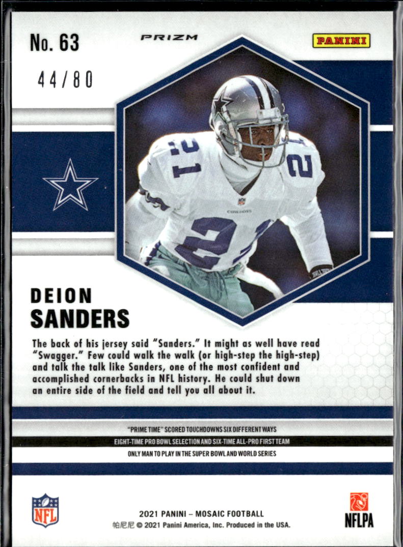 Deion Sanders 2021 Mosaic Red Yellow Fusion 44/80 Dallas Cowboys