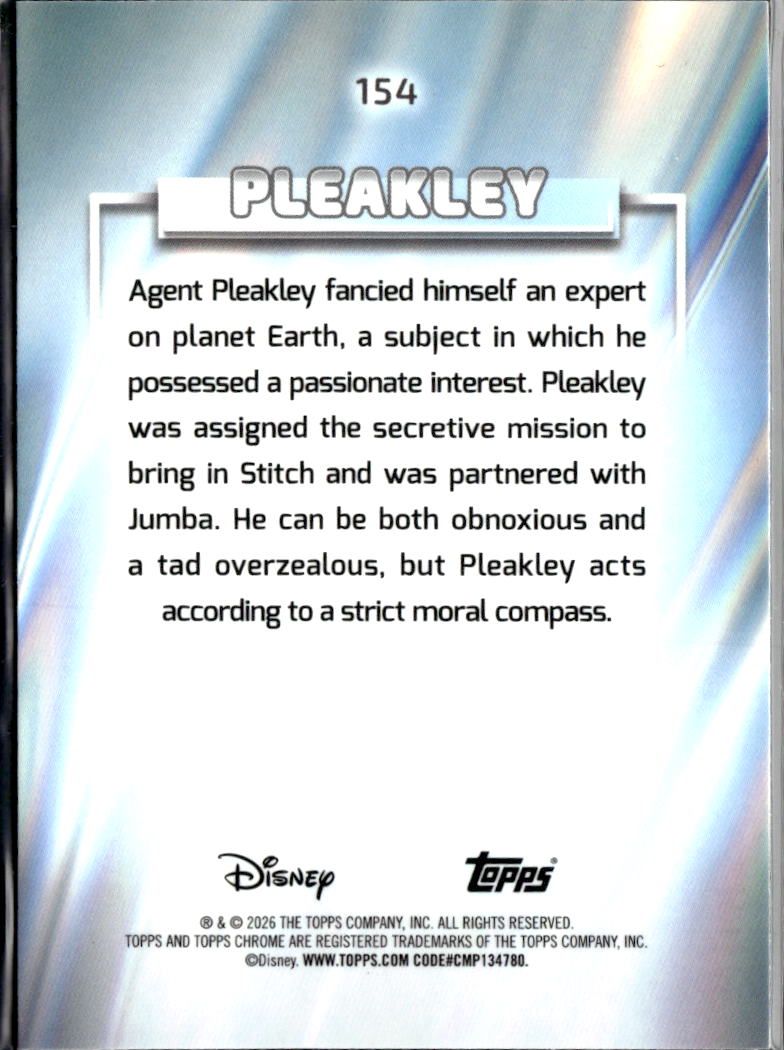 Pleakley 2026 Topps Chrome Disney Green Purple Refractor 116/175 #154