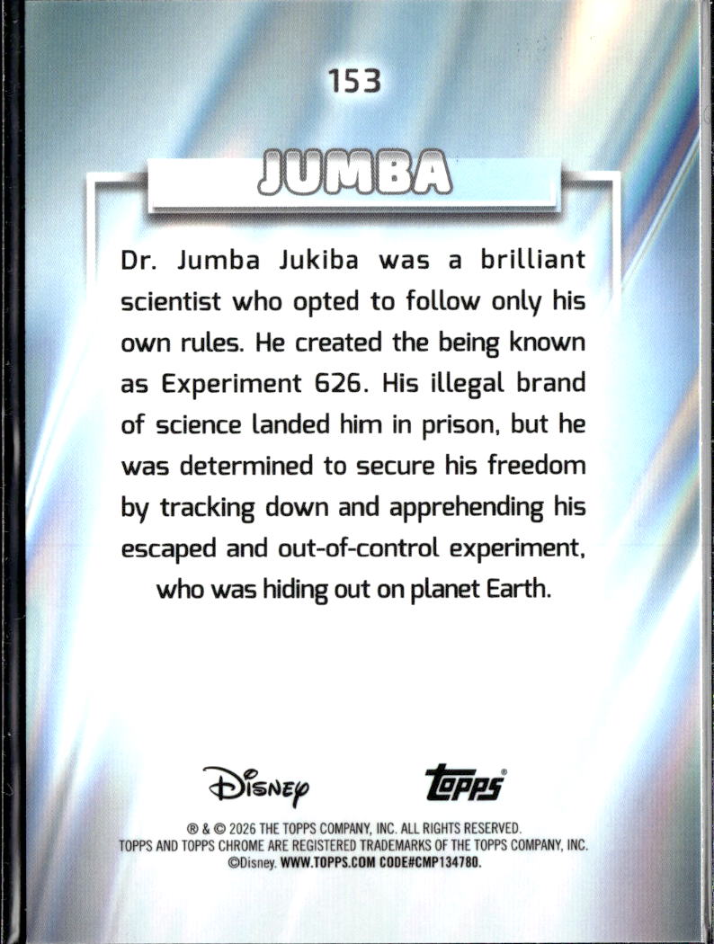 Jumbo 2026 Topps Chrome Disney Aqua Refractor 66/199 #153