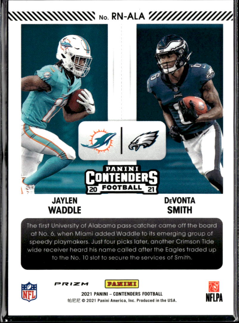 DeVonta Smith / Jaylen Waddle 2021 Contenders Optic Numbers RC Dolphins Eagles
