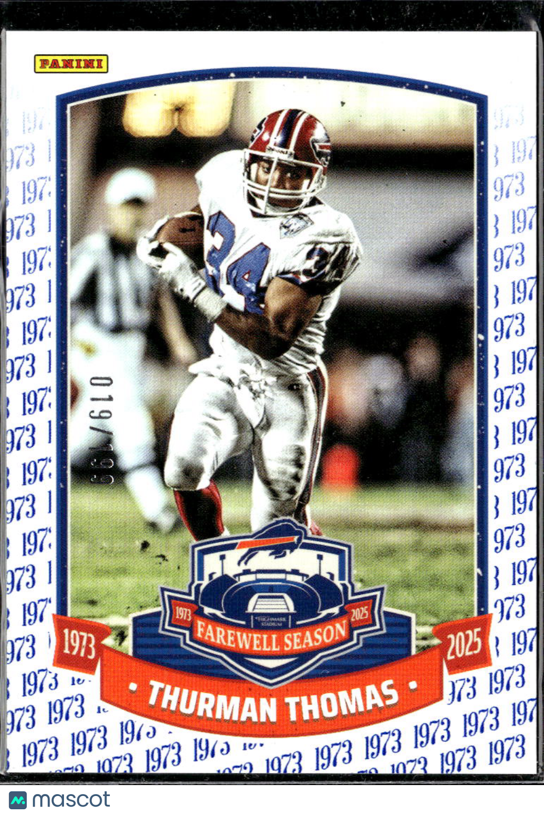 Thurman Thomas 2025 Panini '73 Farewell Season 19/199 Buffalo Bills
