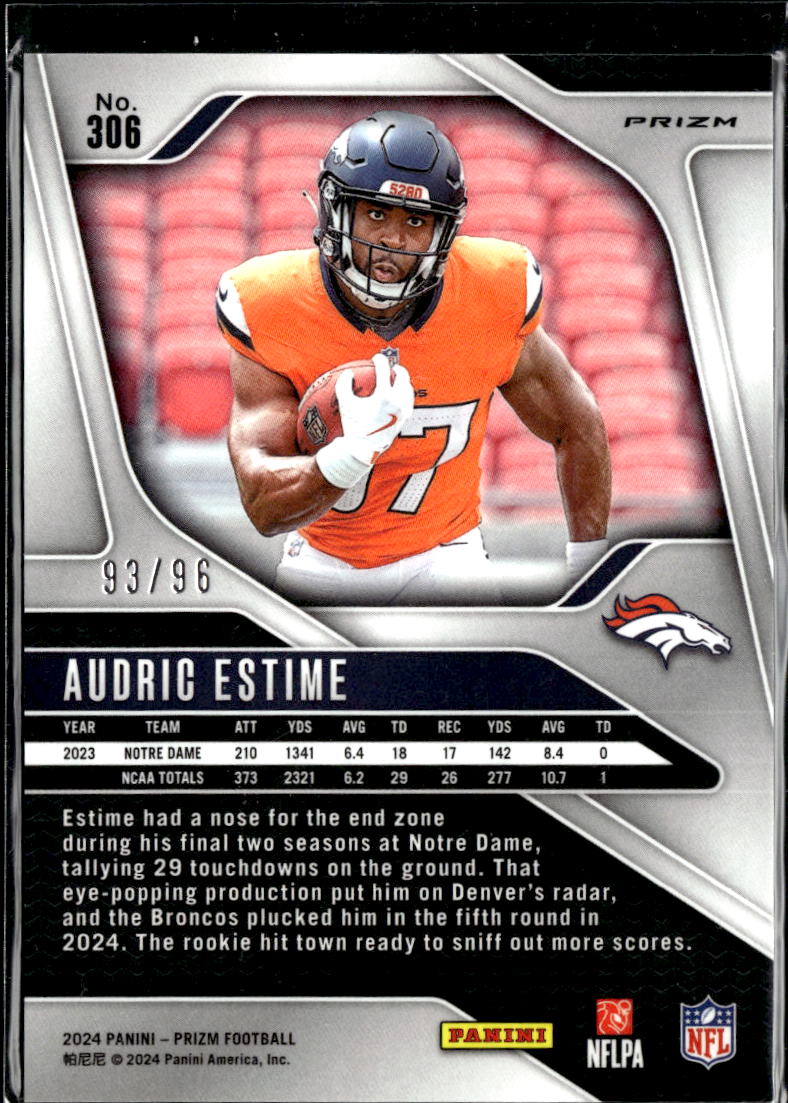 Audric Estime 2024 Prizm Blue Sprakle Rookie RC 93/96 Denver Broncos