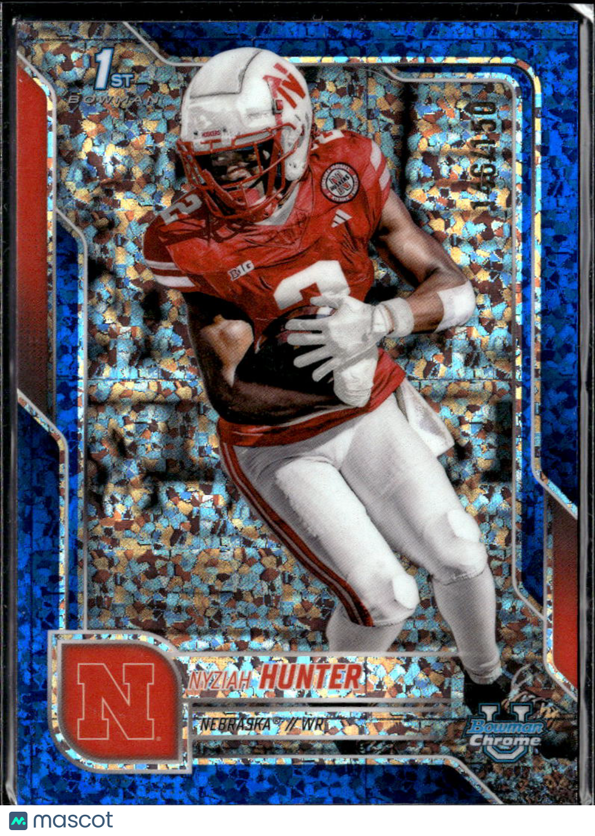 Nyziah Hunter 2025 Bowman Chrome 1st Blue 146/150 Nebraska Cornhuskers