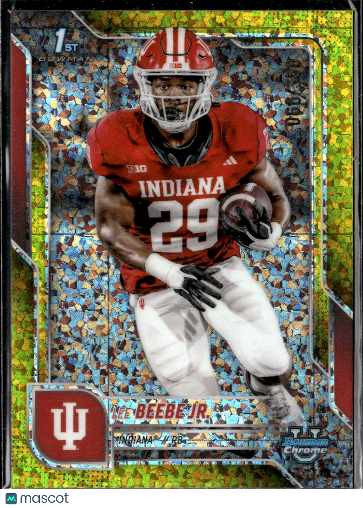 Lee Beebe Jr. 2025 Bowman Chrome 1st Yellow Refractor /350 Indiana Hoosiers
