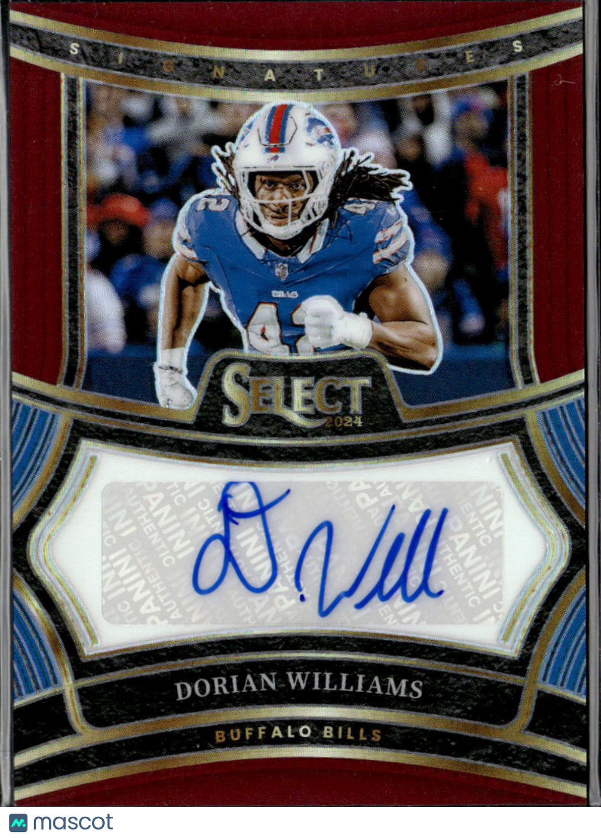 Dorian Williams 2025 Select Auto Autograph RC 45/75 Buffalo Bills
