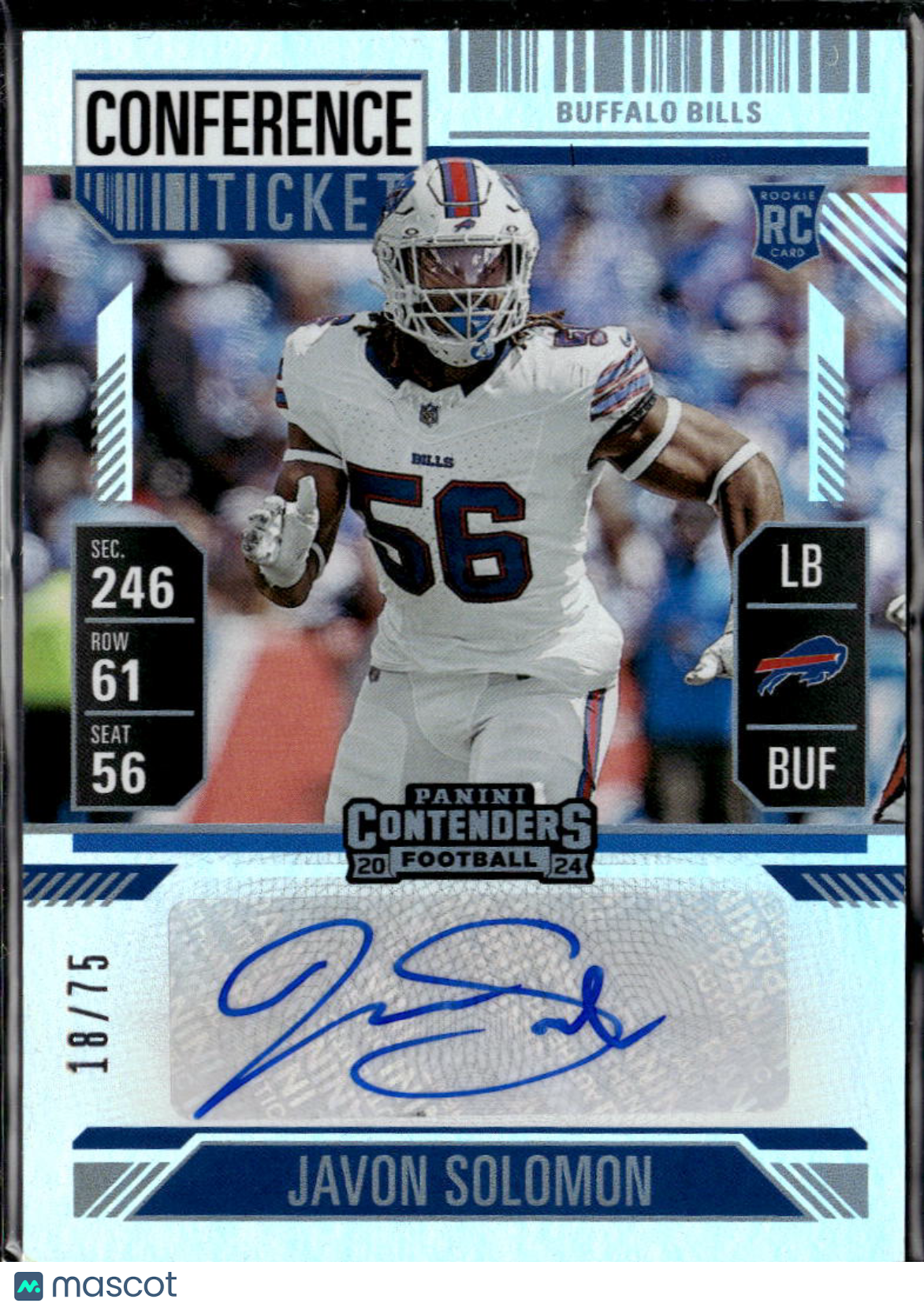Javon Solomon 2024 Contenders Auto Autograph RC 18/75 Buffalo Bills