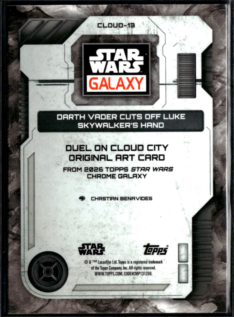 Vader Cuts Off Luke Skywalker's Hand 2026 Star Wars Galaxy Refractor #CLOUD-13