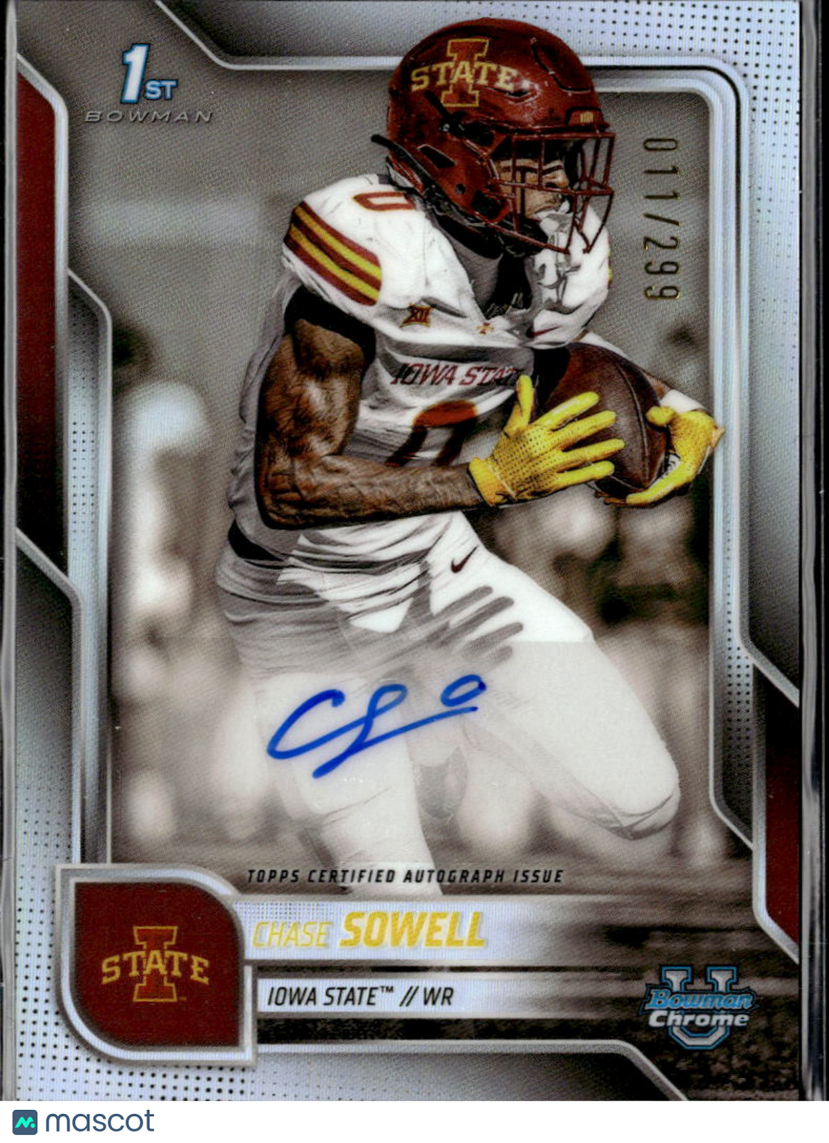 Chase Sowell 2025 Bowman Chrome 1st Auto Autograph /299 Iowa State Cyclones