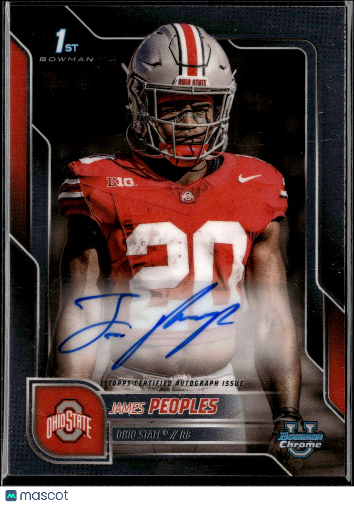 James Peoples 2025 Bowman Chrome 1st Auto Autograph RC Ohio State Buckeyes