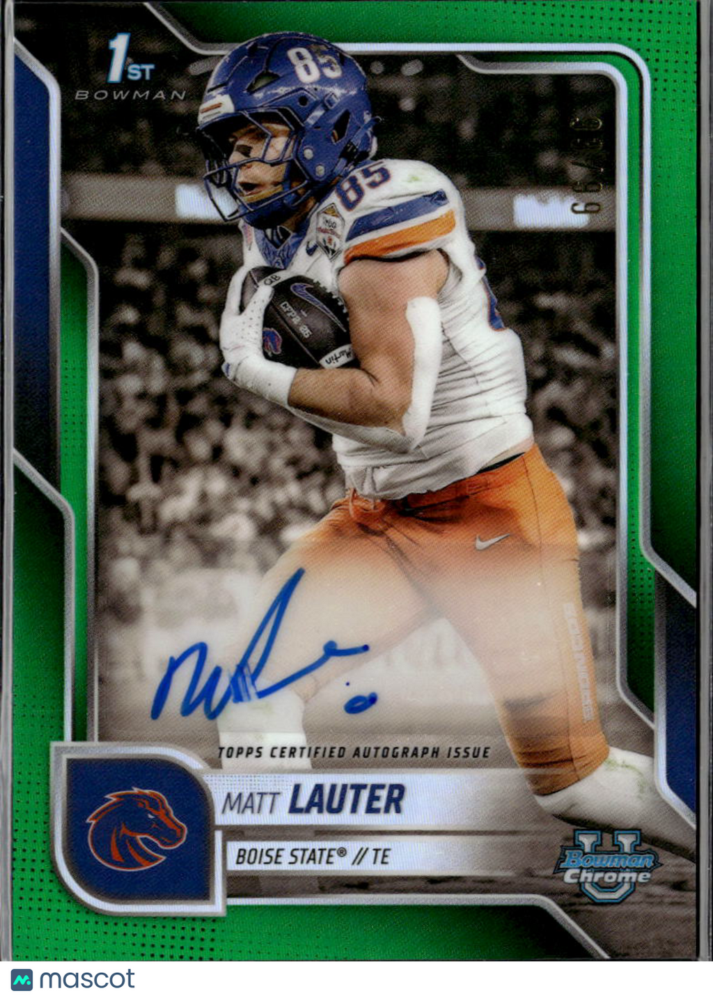 Matt Lauter 2025 Bowman Chrome 1st Auto Autograph 93/99 Boise State Broncos