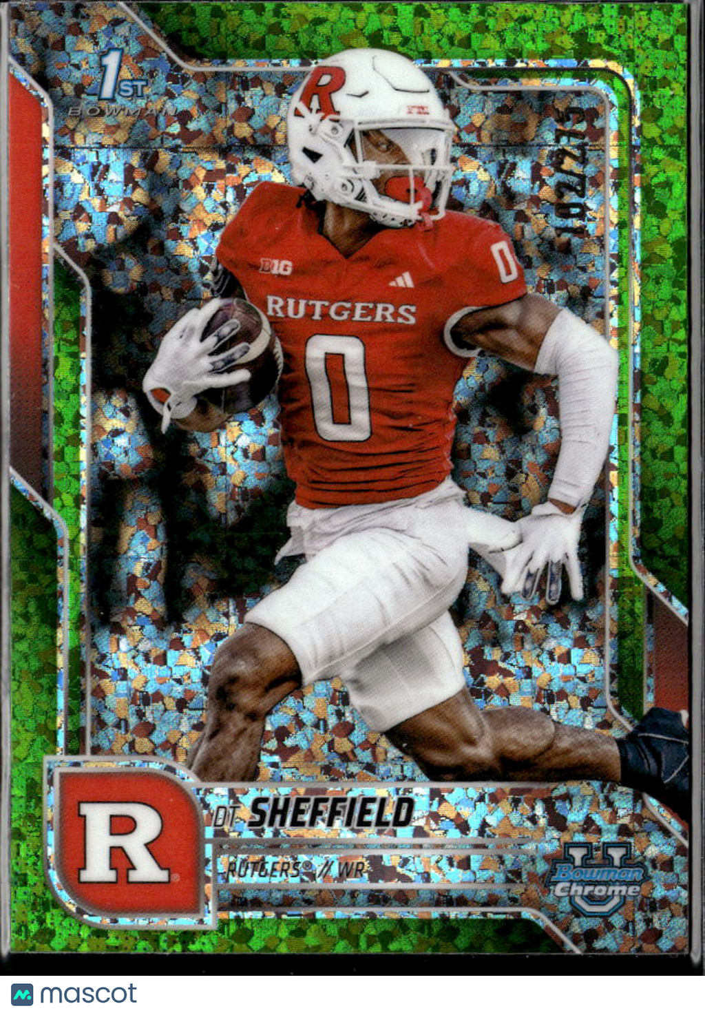 DT Sheffield 2025 Bowman Chrome 1st Lime Green /275 Rutgers Scarlet Knights