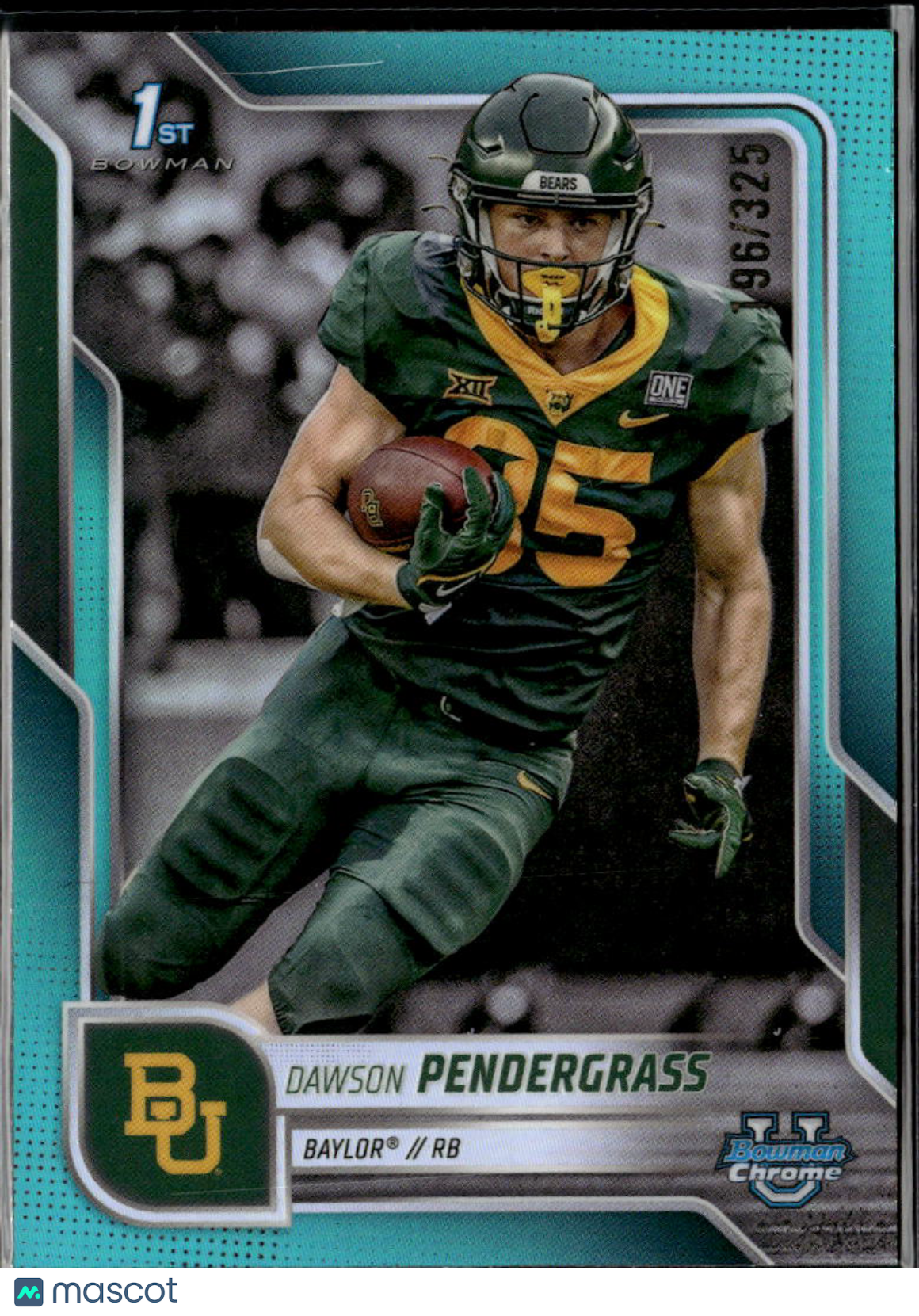 Dawson Pendergrass 2025 Bowman Chrome 1st Aqua RC 186/325 Baylor Bears