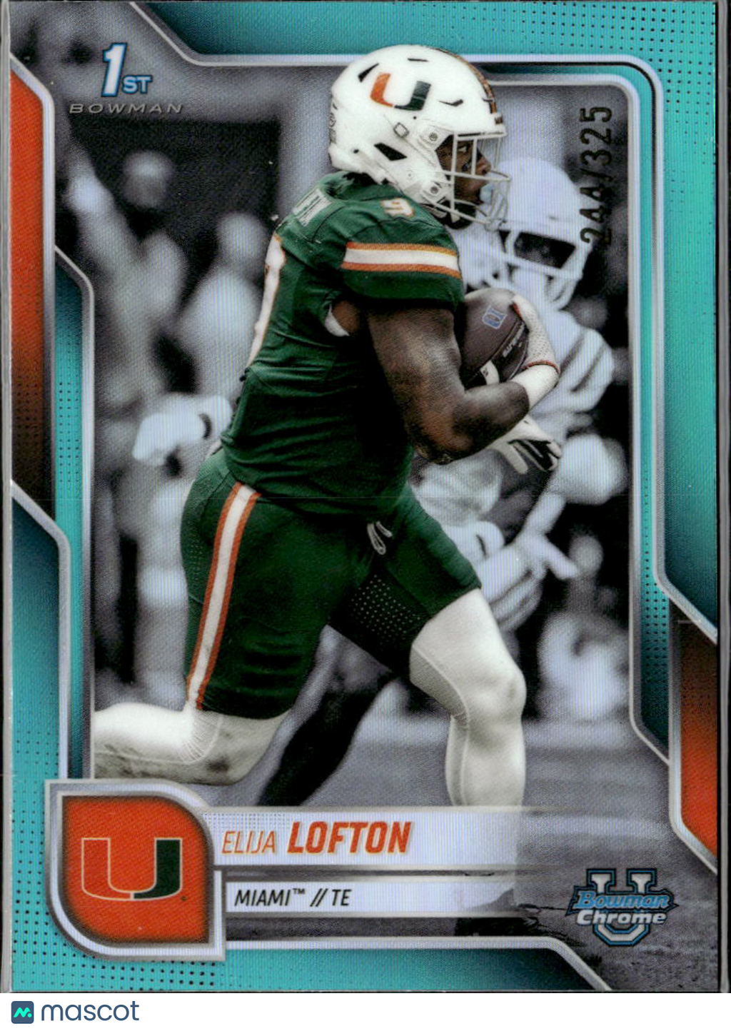 Elija Lofton 2025 Bowman Chrome 1st Teal Refractor /325 Miami Hurricanes