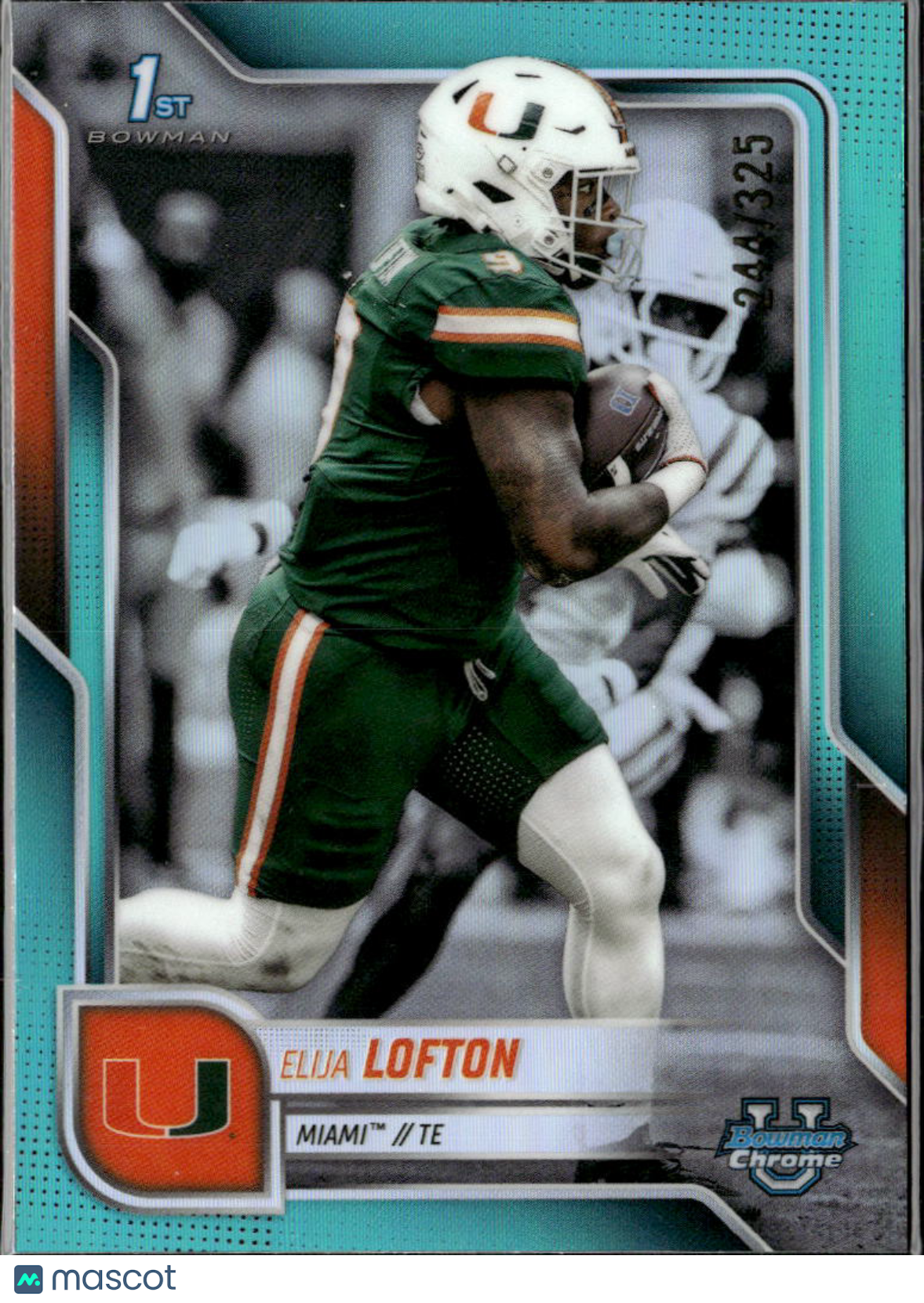 Elija Lofton 2025 Bowman Chrome 1st Teal Refractor /325 Miami Hurricanes