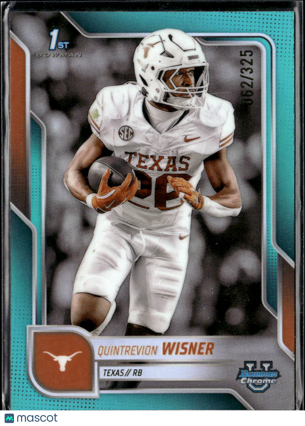 Quintrevion Wisner 2025 Bowman Chrome 1st Aqua Refractor /325 Texas Longhorns