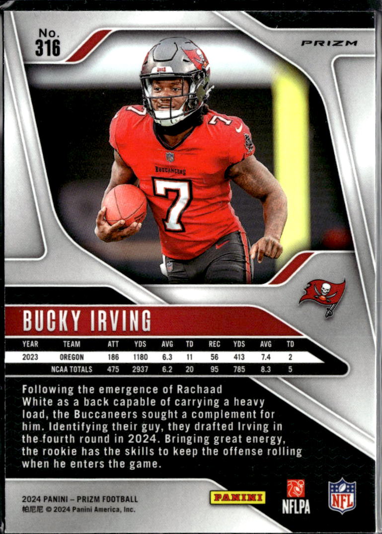 Bucky Irving 2024 Prizm Silver Prizm Rookie RC Tampa Bay Buccaneers