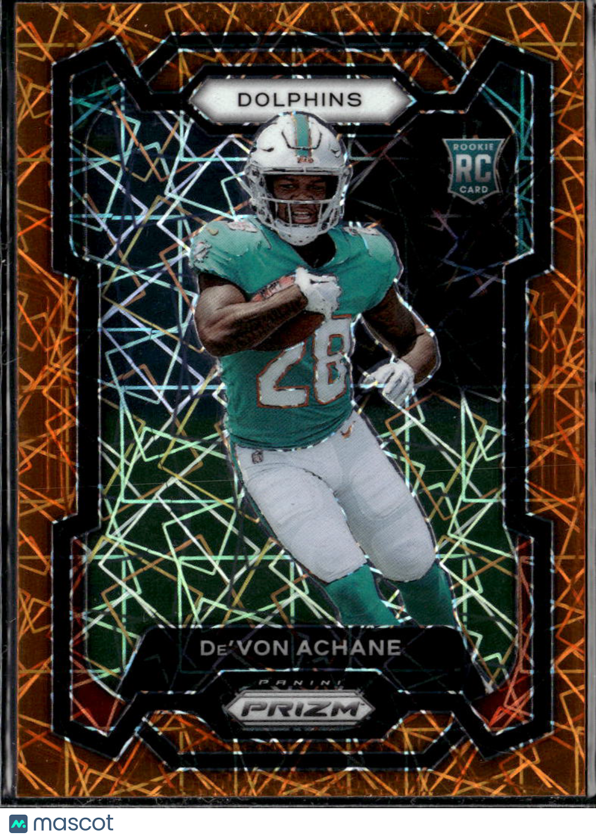 De'Von Achane 2023 Prizm RC Orange Lazer Miami Dolphins
