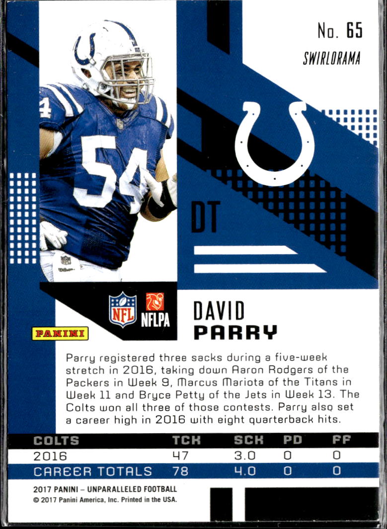 David Parry 2017 Unparalleled Pink Swirlorama Rookie RC Indianapolis Colts