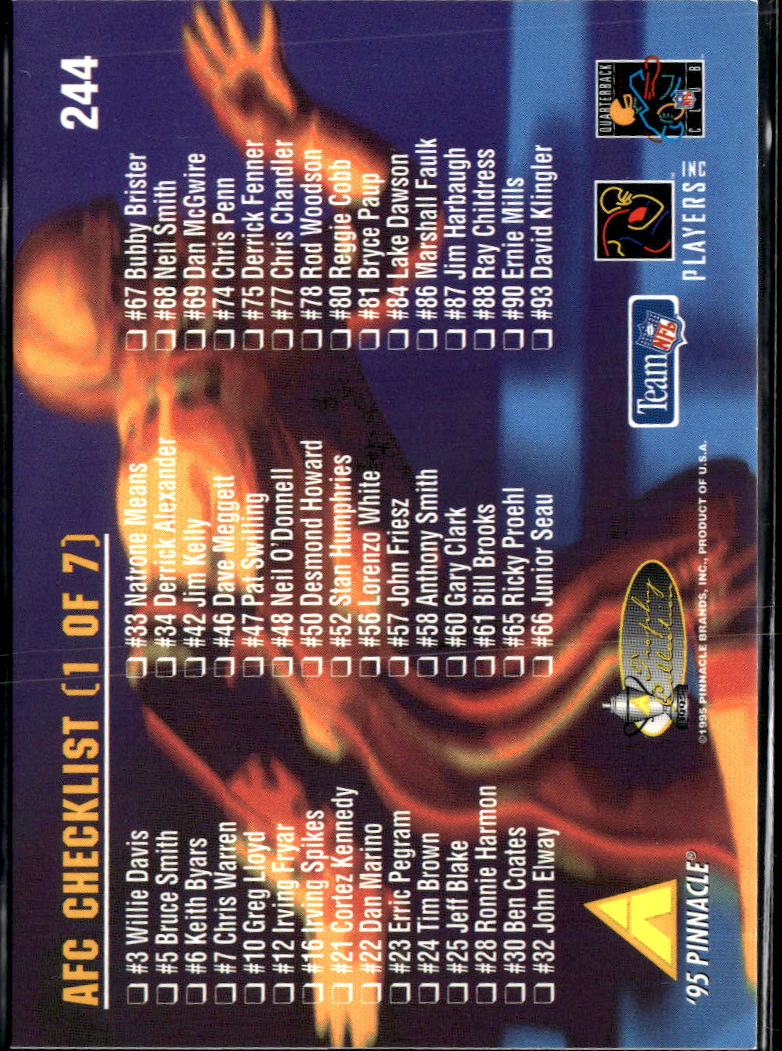 Dan Marino 1995 Pinnacle Checklist Trophy Collection Miami Dolphins