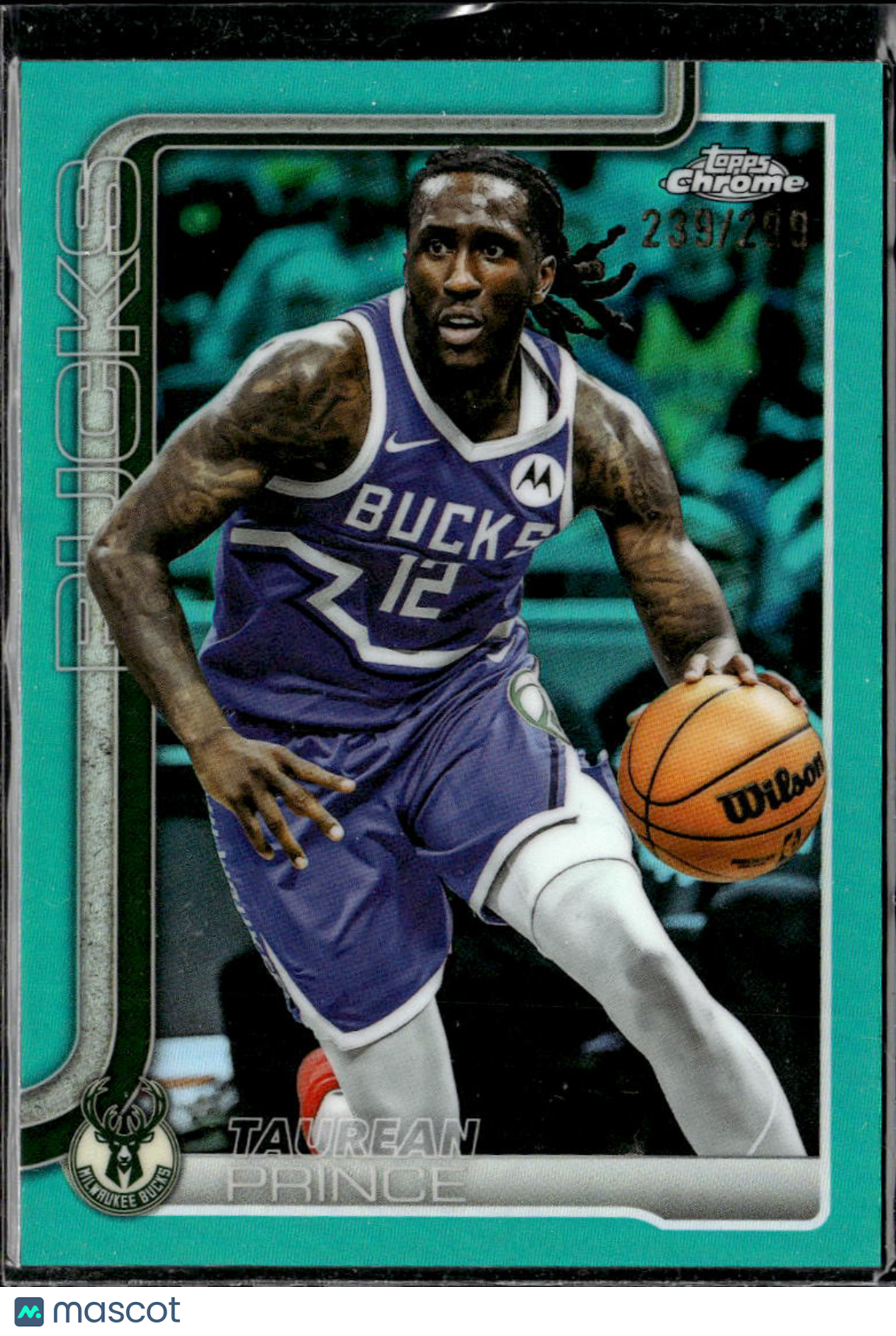 Taurean Prince 2025 Topps Chrome Aqua Refractor /299 Milwaukee Bucks