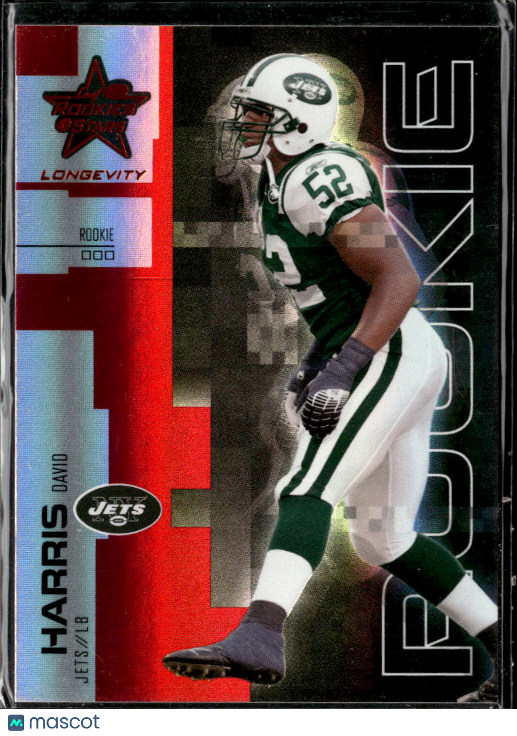 David Harris 2007 Leaf Rookies & Stars Red Longevity RC 185/199 New York Jets