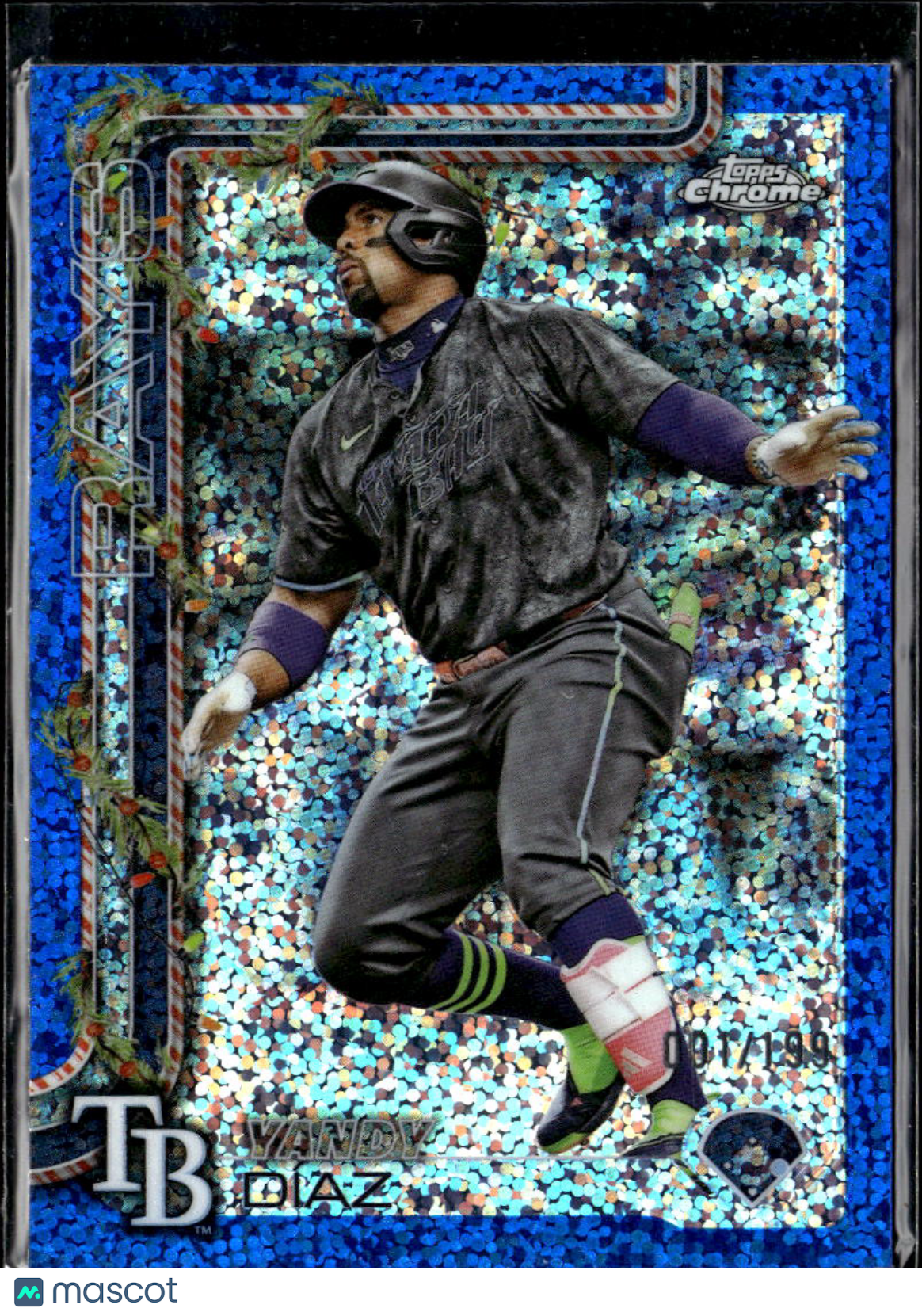 Yandy Diaz 2025 Topps Chrome Holiday Blue Speckle /199 Tampa Bay Rays