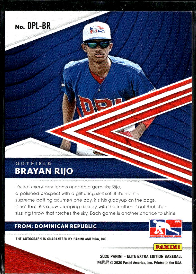 Brayan Rijo 2020 Elite Extra Edition Auto Autograph Dominican Prospect League