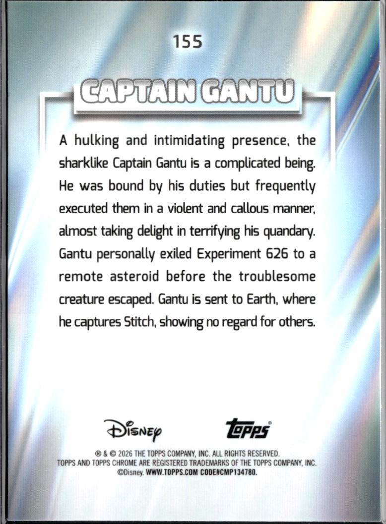 Captain Gantu 2026 Topps Chrome Disney Raywave Refractor Stitch #155