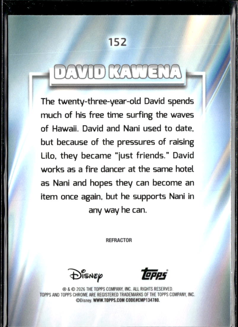 David Kawena 2026 Topps Chrome Disney Refractor Stitch #152